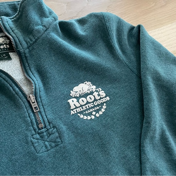 ROOTS Green Quarter Zip Pullover - Picture 4 of 6